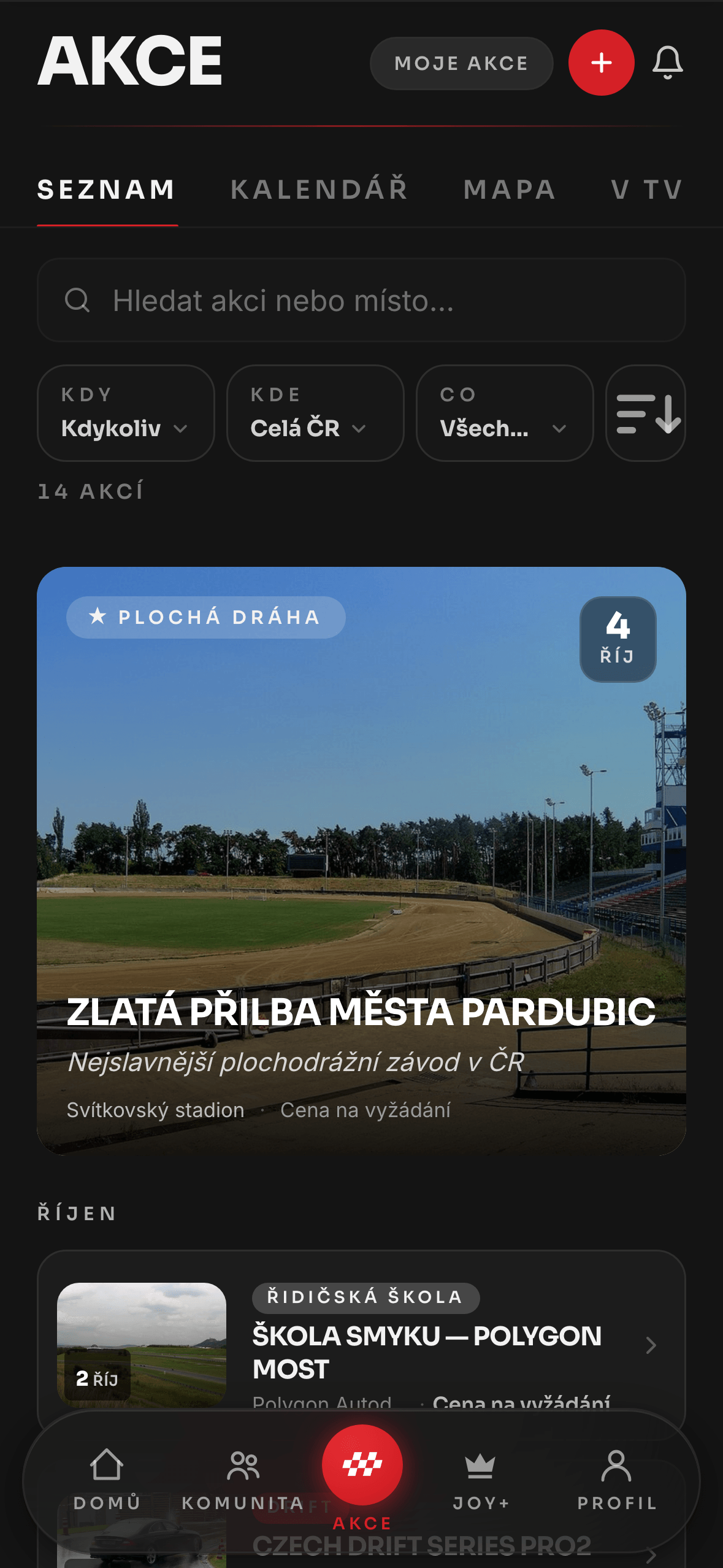 Katalog akcí: seznam, kalendář, mapa a TV program s filtry Kdy, Kde a Co